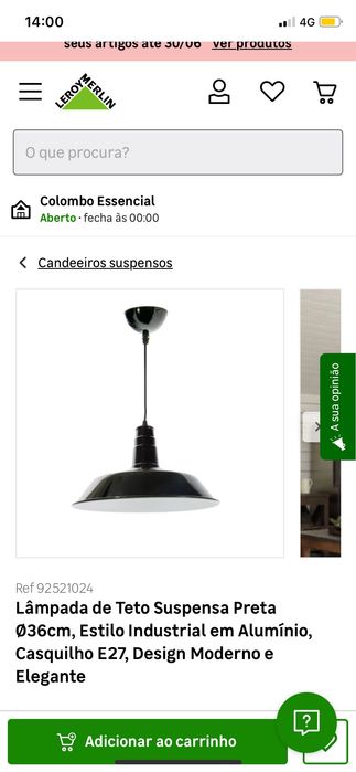 Luminária de teto com lâmpada