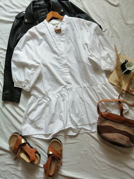 Белое платье H&m  пышные рукава