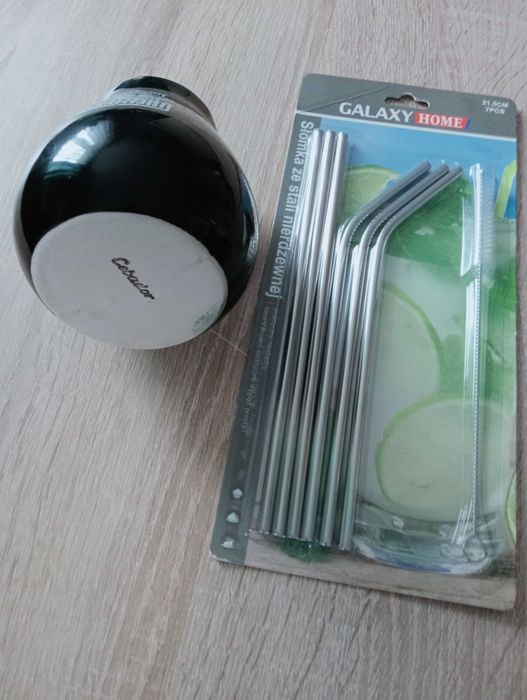 Mtero ceramiczne +słomki stal nierdzewna komplet.