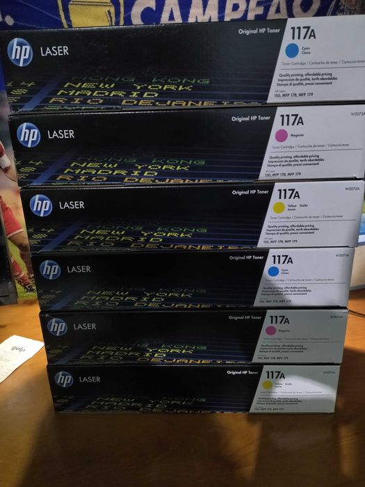 Toners NOVOS originais HP 117A Azul e Magenta