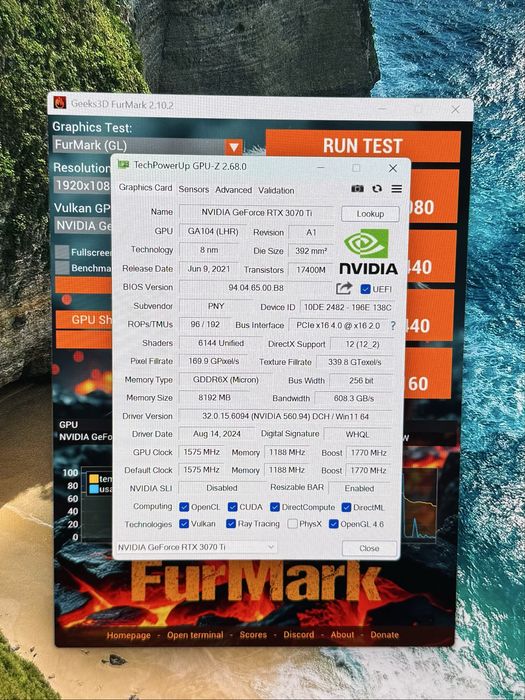 Видеокарта PNY RTX 3070 Ti 8gb XLR8 (Palit)