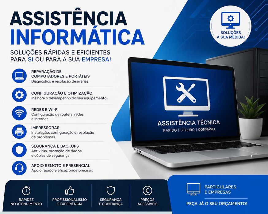 Assistência Informática - PC´s, Portáteis, Impressoras, Wi-Fi e Gestão de Software
