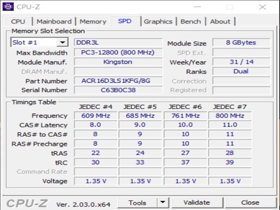 DDR3 16GB KingSton 12800 L