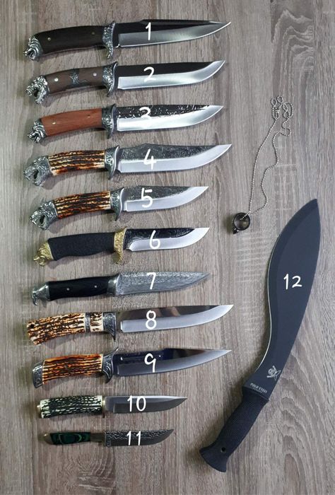 Ножи разные столовые, перочинные, для обвалки мяса, раскладные.