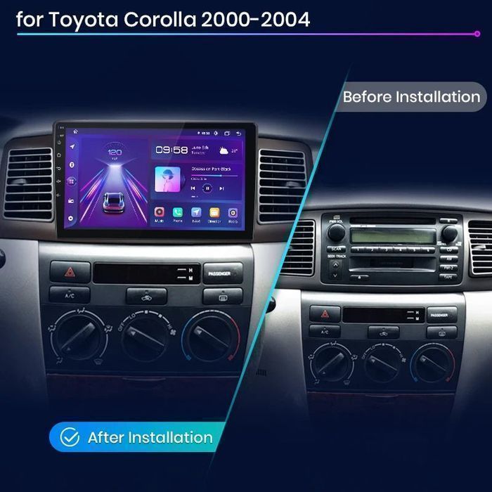 Toyota Corolla E120 E130 2000-2004 – Radio Android 15 9" CarPlay Android Auto GPS Nawigacja Stacja Multimedialna WiFi Bluetooth PL 1GB/32GB