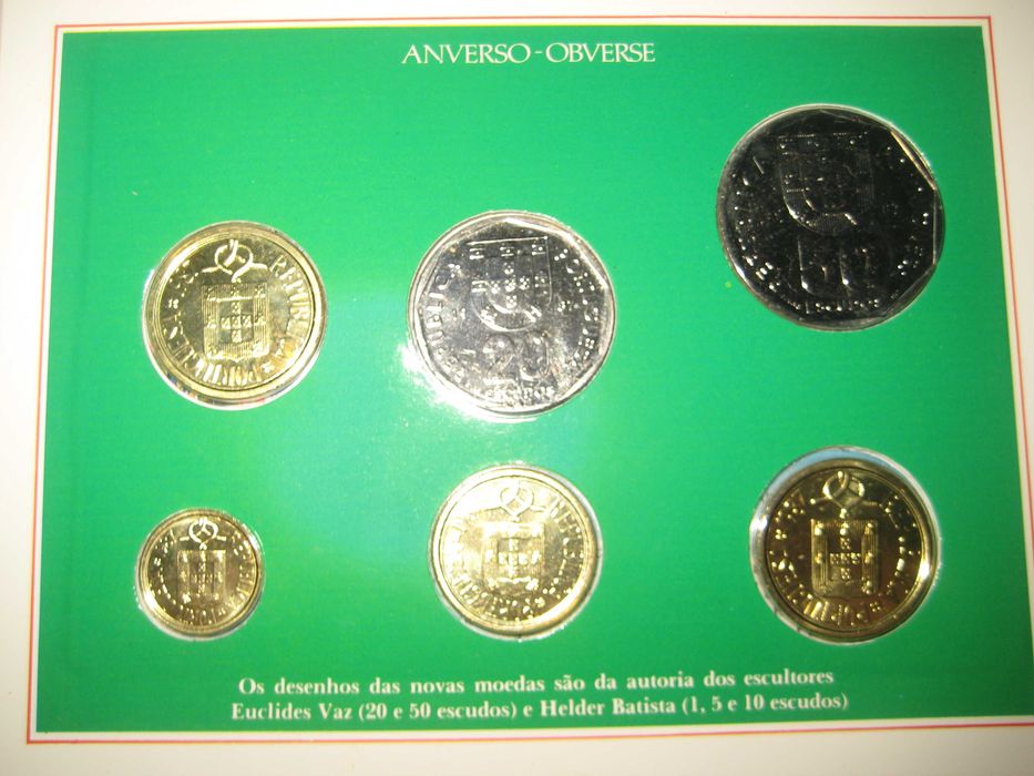Coleção moedas correntes brilhantes não circuladas, PORTUGAL 1987