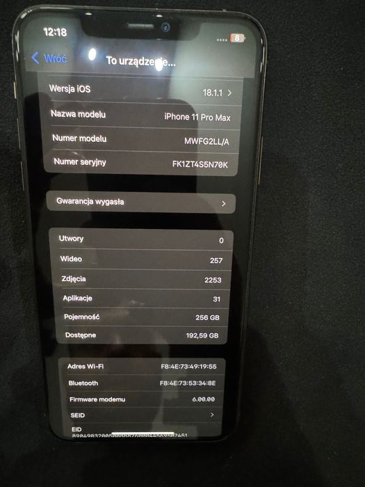 iPhone 11 Pro Max 256gb 95% bat jak nowy