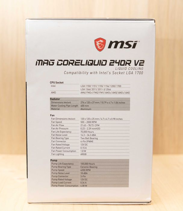 Chłodzenie wodne MSI MAG CORELIQUID 240R V2 komplet AMD Intel