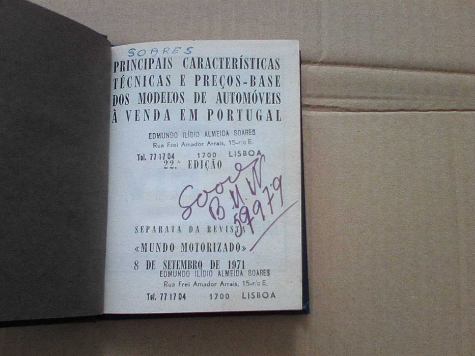 Principais  modelos de automóveis á venda em Portugal 1971