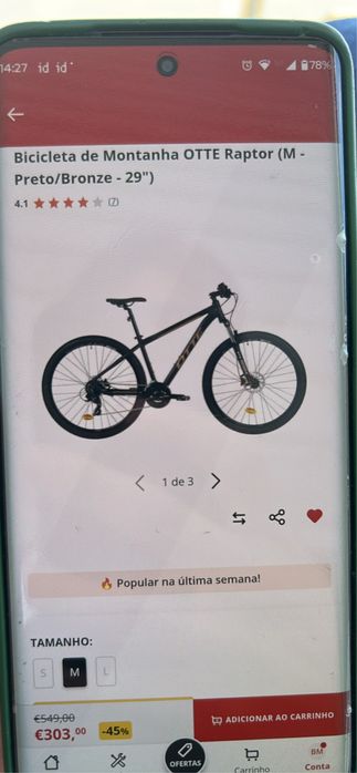 Bicicleta Otte Reptur aro29 + kit  extra de acessórios