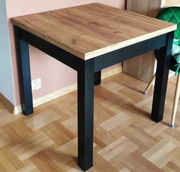 Stół kwadratowy rozkładany LOFT 80x80x160 Loft dąb craft złoty od ręki