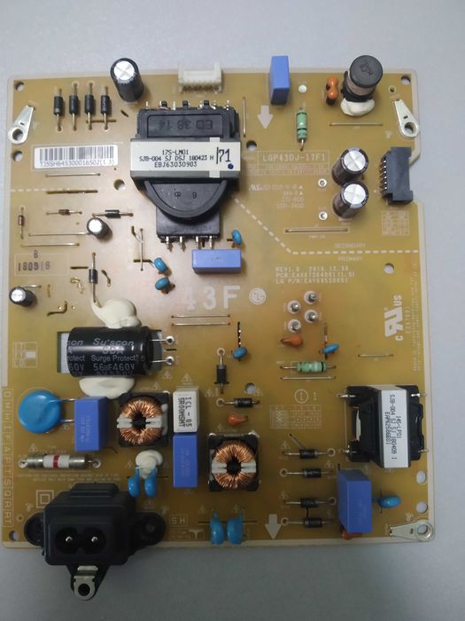 плата живлення LGP43DJ-17F1 і T-con  6870-0532A  телевізора LG
