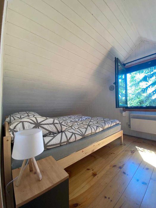 Domek nad jeziorem Łąkie jacuzzi sauna prywatny pomost