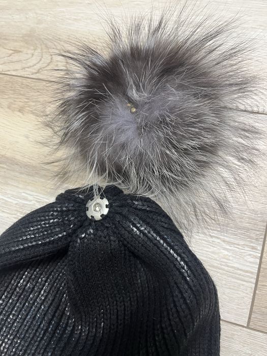 Фірмова тепла шапка Philipp Plein з натуральним помпоном