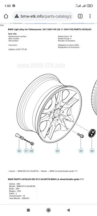 Jantes originais BMW  17"