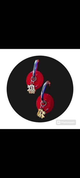 Kolczyki ze stali nierdzewnej chińskie srebrne czerwone
