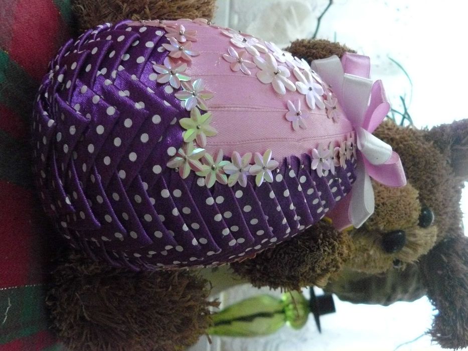 Zając królik ozdoba 31 cm + jajko handmade wstążeczka ceki