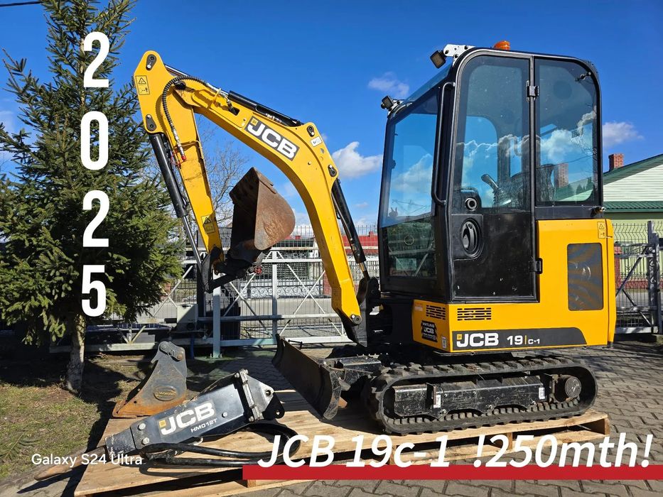 JCB 19c-1 NOWOŚĆ 2025 rok + MŁOT JCB + 2 ŁYŻKI  Brutto! Vat0% Zobacz Najnowszy Model JCB 19c-1 Dostawa minikoparka