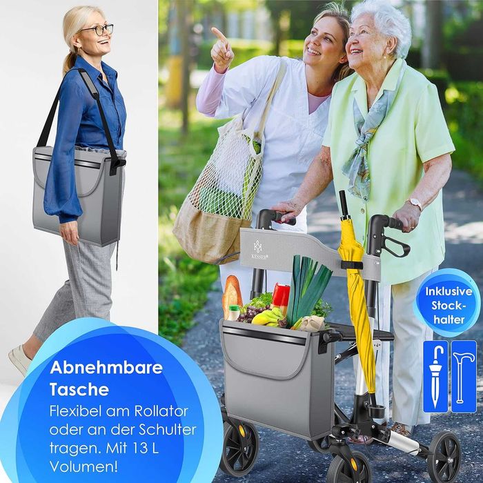 Aluminiowy chodzik, lekki,podróżny z wyposażeniem KESSER , Szary