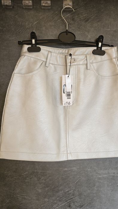 George spódnica damska mini srerbrna roz. 10(M) imitacja skóry. Nowa