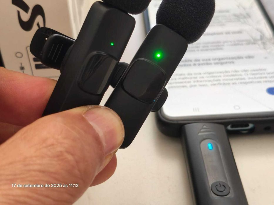 Microfone DUPLO de lapela sem fio para smartphone