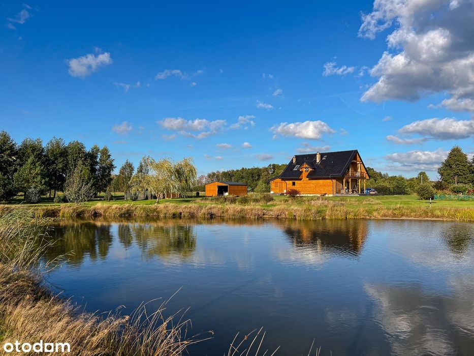 Wyjątkowy drewniany dom 195 m² na 4,54 ha z własnym stawem