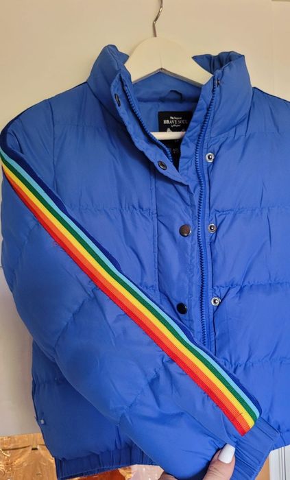 140/146 Kurtka brave soul chabrowa niebieska tęcza rekaw