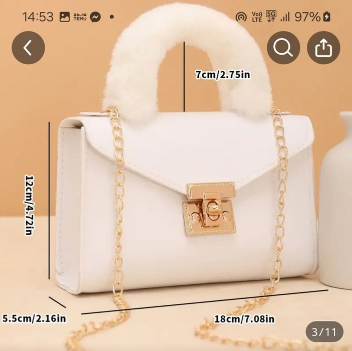 Czarna torba torebka torebeczka damska ekoskóra na łańcuszku