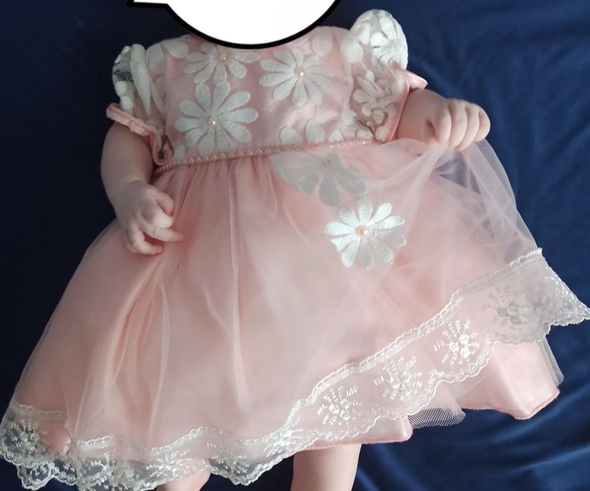 Śliczna różowa sukienka księżniczka rozm. 68 na sesję, wesele lub chrz