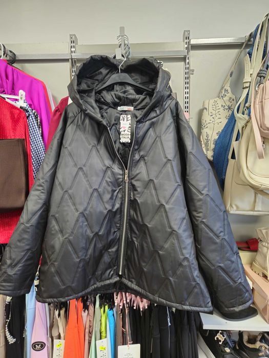 Kurtka pikowana przejściowa czarna plus size Italy !!!