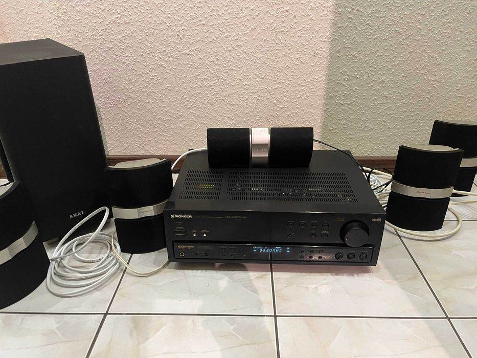 その他 pis Zestaw Pioneer VSX-405RDS MKII + pilot + głośniki + subwoofer Akai
