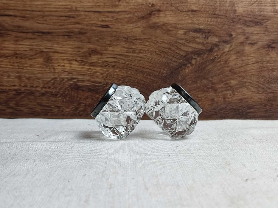 Szklane solniczki , przyprawniki - srebrne okucie