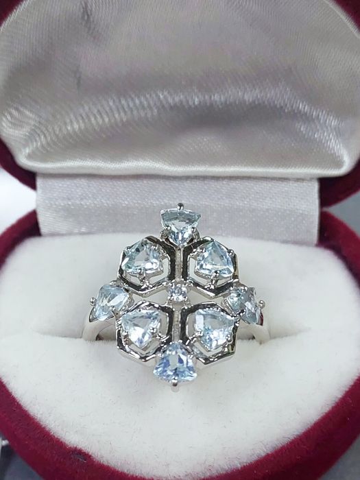 Міні ДІАМАНТ у подарунок! Срібна каблучка 925 проби з натур топазами