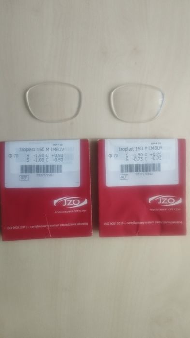 Szkła do okularów cylindryczne "minusy" + antyrefleks