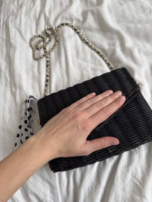 Torebka pleciona wiklinowa ZARA koszyk na lato czarna