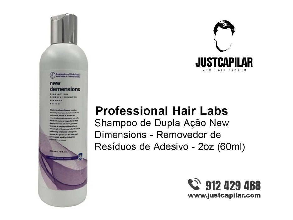 Shampoo de Dupla Ação New Dimensions - Removedor de Resíduos de Adesivo - 2oz (60ml)- Próteses Capilares HD Premium | Justcapilar - Lisboa e Aveiro