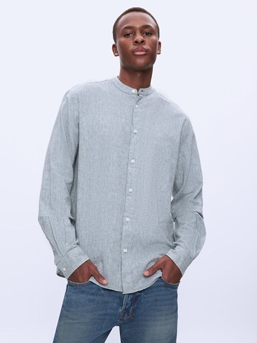 Льняная,мятная рубашка со стоичкой TU Англия