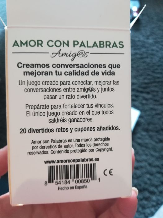 Jogo de cartas "amor con palabras"