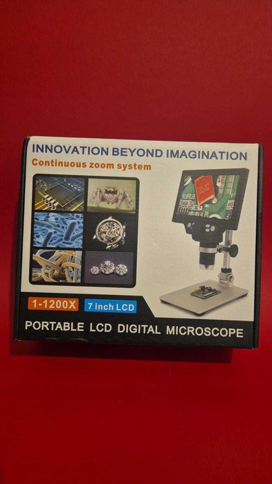 Microscópio digital G1200 7", display LCD de base grande 12MP 1-1200X