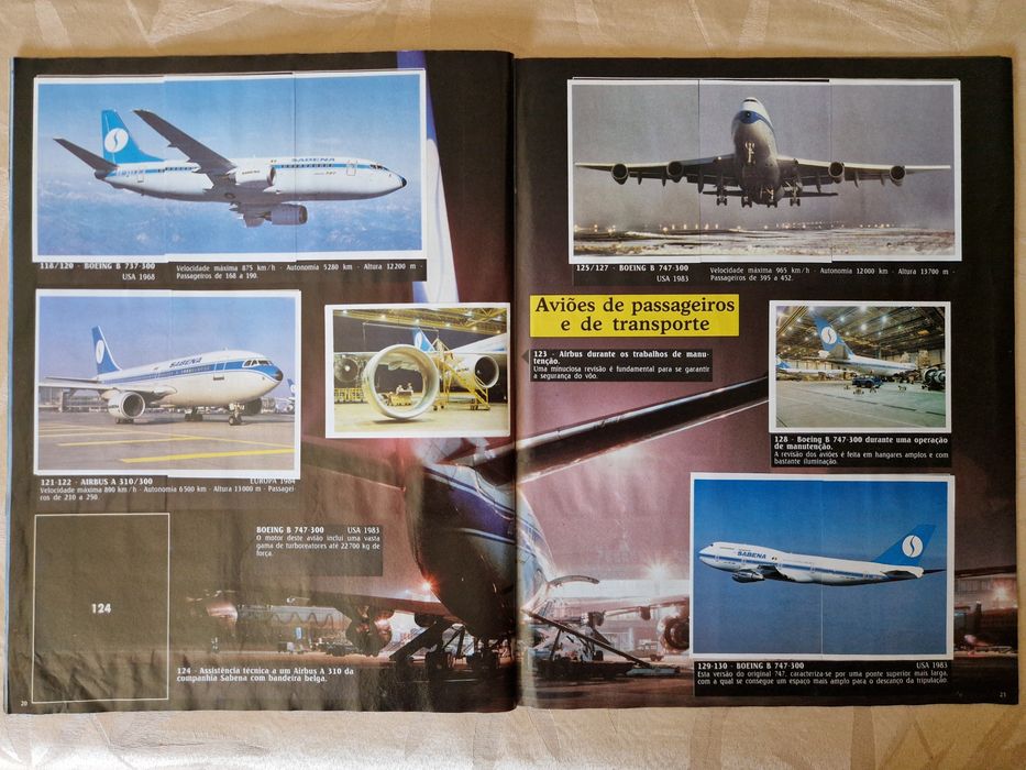 Caderneta panini aviões de 1995, 89% completa