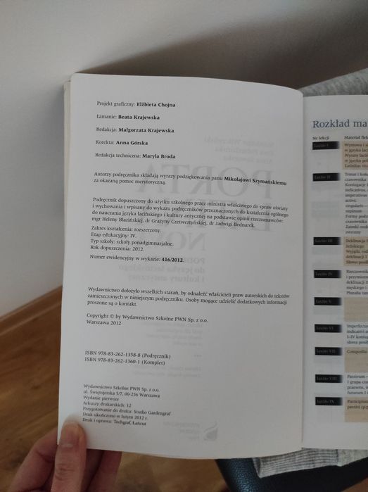 Książka, łacina szkoła średnia