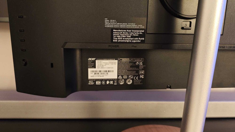 Monitor Acer ConceptD CP1241YV 23,8 165Hz - dla grafika + gracza