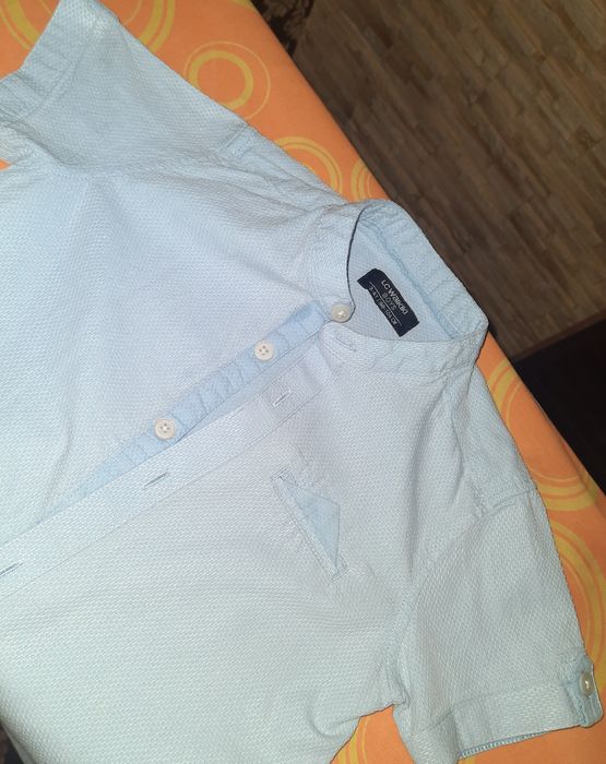 Рубашка летняя с круглым воротником, рубашка с коротким рукавом 4 года