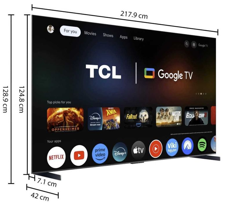 Telewizor QD-Mini LED TCL 98C8K 4K 144 HZ  Smart Google TV HDMI 2.1