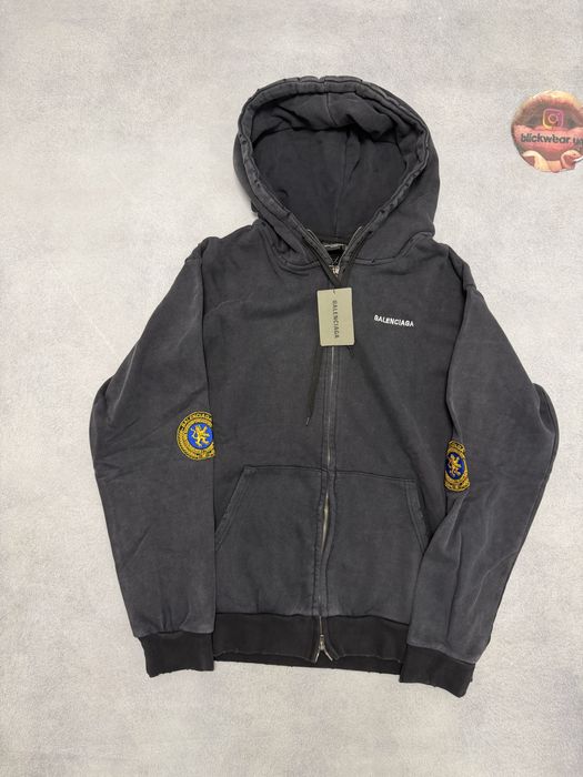 зип худи Balenciaga patched logo zip
