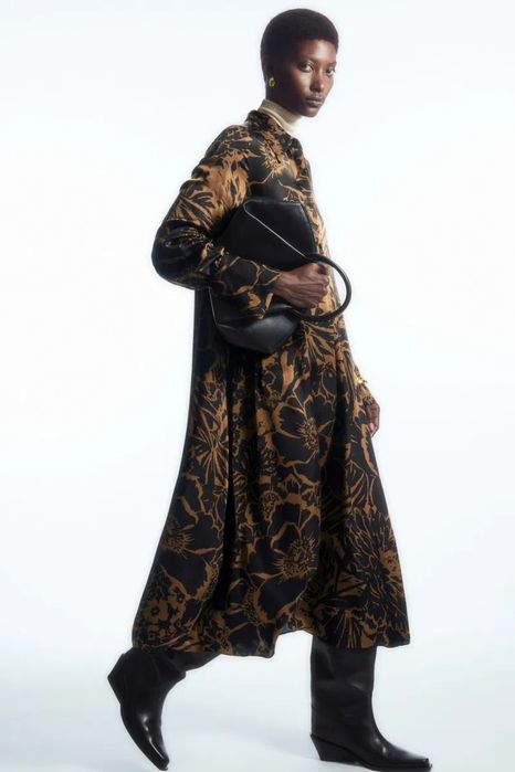 Cos сукня сорочка міді в квітковий принт