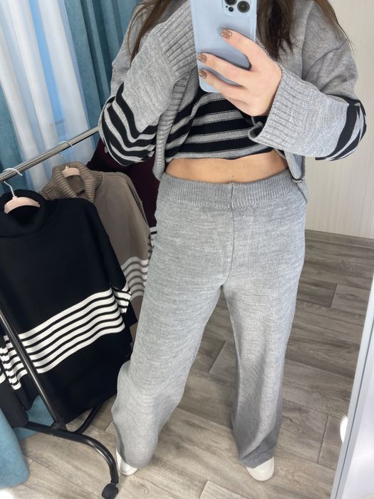 Скидка!!! Женский вязаный костюм бардо 42-48 Жіночий теплий костюм