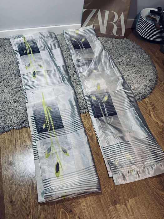 Piękne długie zasłony kotary story szare we wzorki