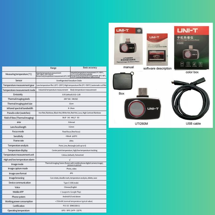 Тепловизор InfiRay P2 Pro UNI-T UTi260M Mileseey TR256i ToolTop T7