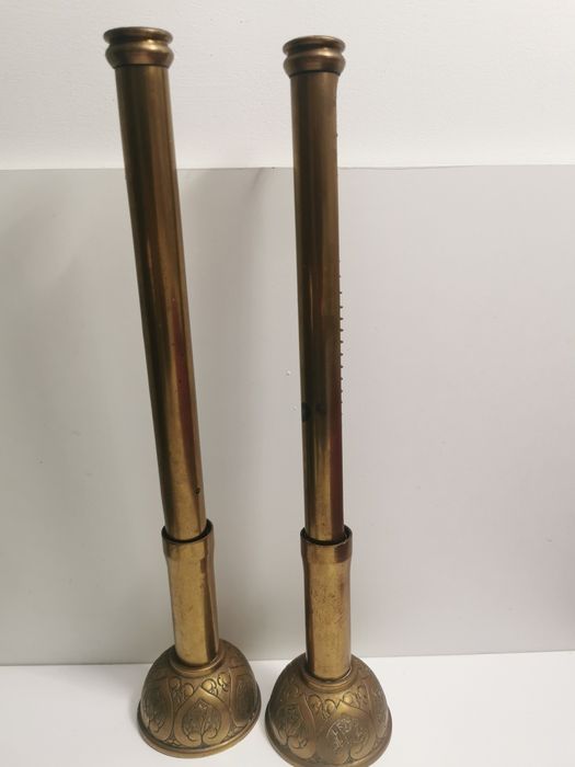 Świeczniki ołtarzowe, sprężynowe XIX wiek,. Antyk.